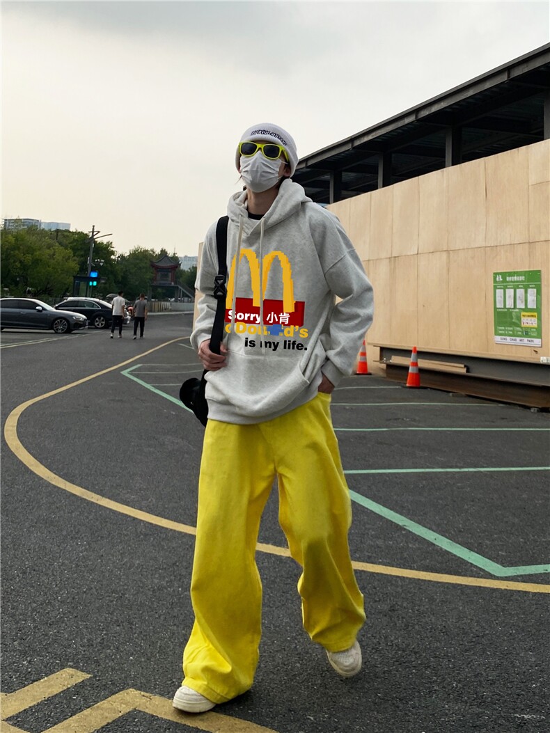 多巴胺穿搭黄色休闲裤宽松裤子男KZA413-P55,男装休闲裤,星座1007（原301D）