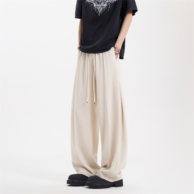 2025春夏新款防麻面料冰丝垂感宽松阔腿直筒休闲长裤子男2516-P55，男装休闲裤，电商C305A