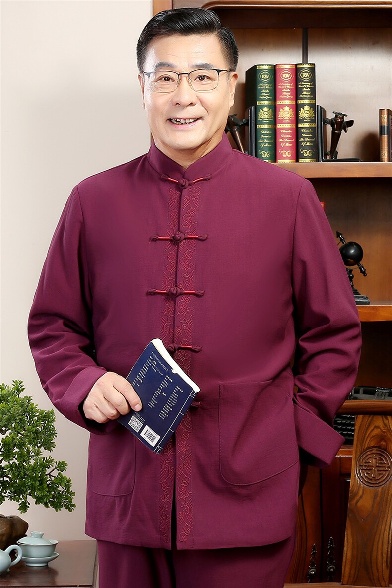 秋冬新款中年唐装男长袖夹克外套加绒棉服YDC8035-常规130加绒140,男装棉衣,星座1105-3