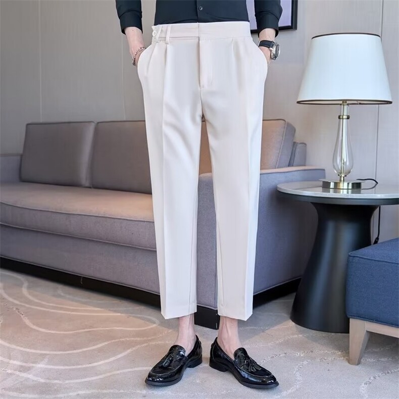 男士休闲西裤秋冬款那垂感直筒九分西装裤修身高腰西服裤子XK6,男装西服,星座1116A-2（原606A-1）