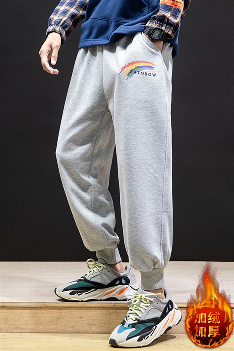 K12064-P40加绒P50束脚纯棉运动裤男士休闲裤大码宽松卫裤男,男装休闲裤,电商A040A
