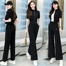 休闲时尚运动套装女2024春秋新款时尚气质女神范坠感阔腿裤两件套，女装套装/套裙，火爆靓佳人