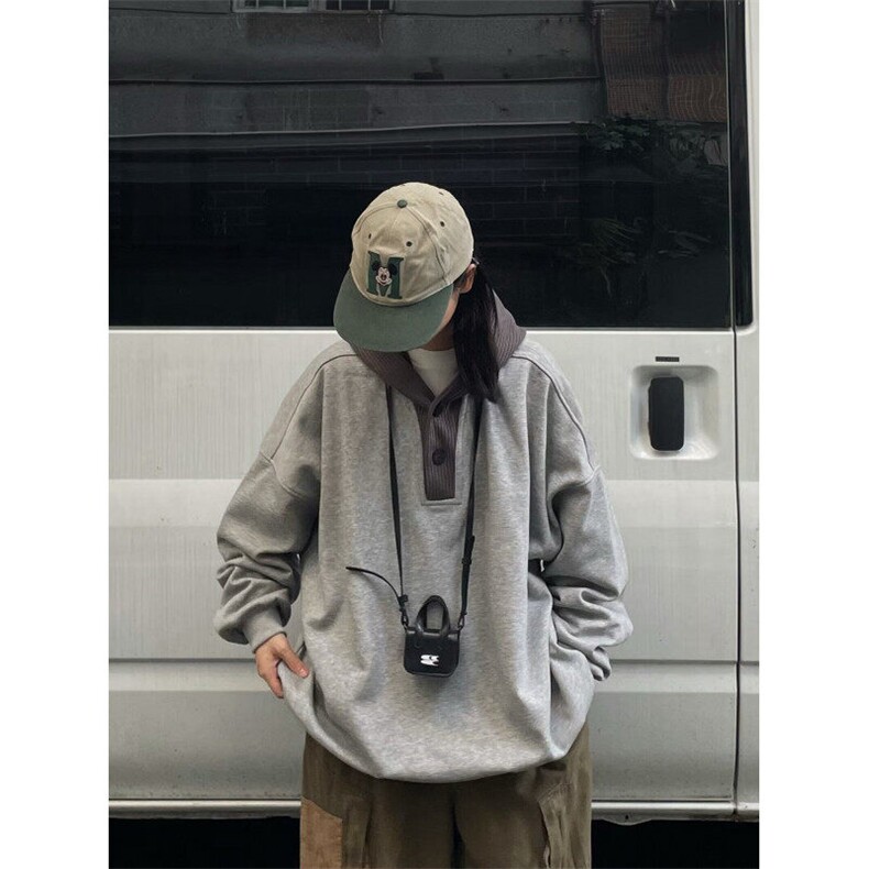 W9584-P48网图现货日系复古小众华夫格连帽卫衣宽松套头上衣,男装卫衣,星座1608-2