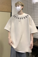 ins潮牌宽松休闲T恤男生新款哥特字母印花短袖JK23234-p35-控48，男装T恤，星座605(原A050)