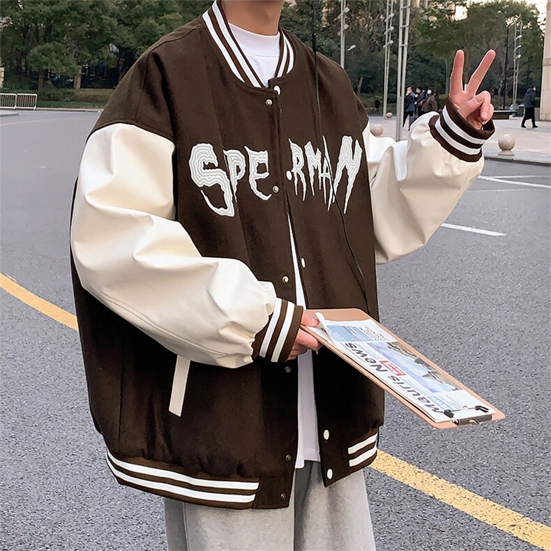 秋款棒球服夹克外套男港风潮流字母刺绣情侣学生22116-P73,男装夹克,星座717
