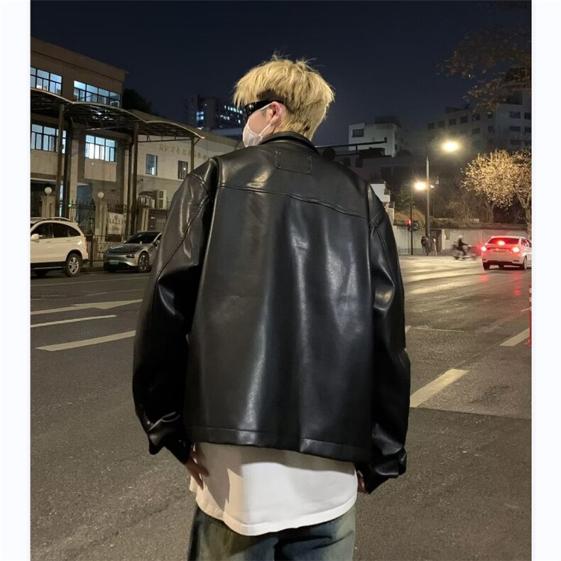 男装派克服春季宽松休闲痞帅机车皮衣夹克短款防风外套W5672-P75,男装夹克,星座412-3