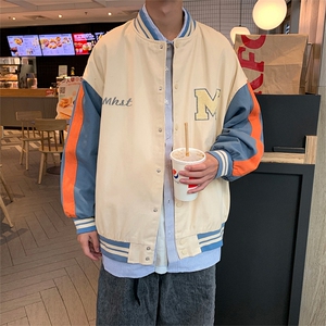 棒球服春秋季ins学院风拼接刺绣夹克百搭宽松休闲外套 W1264-P58图片
