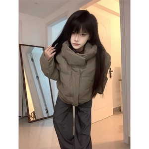 美式连帽pu皮棉服男女冬加厚保暖短款面包服情侣外套SMY6010图片