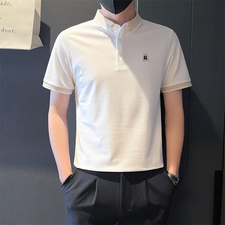 6606-P58 夏季刺绣字母短袖POLO衫男T恤半袖新款痞帅男装-1 控78图片