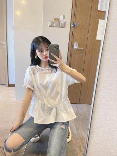 【现货】夏季新款 宽松拼接蕾丝衬衫,女装衬衫,裴兔子