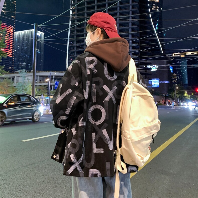 2025新款秋冬长袖印花夹克男潮牌宽松学生休闲长袖外套JK3316-P75,男装夹克,星座1105-2