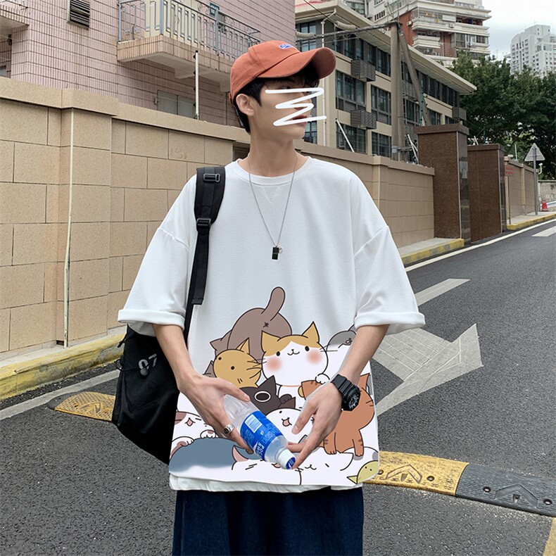 Q11162-P30 春夏季七分袖t恤男大码五分袖男短袖中袖图片