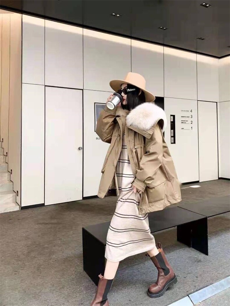 2021冬季新款洋气狐狸大毛领可拆卸时尚保暖羽绒派克服,女装其它,L·H·X
