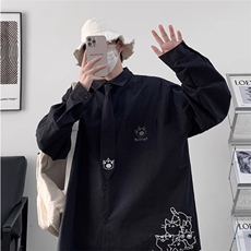 配领带衬衫男女韩版潮流长袖印花帅气2025春季ins外套CY1038-P35，男装衬衫，星座412-2