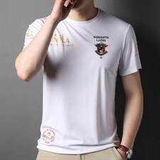 夏季新款印花圆领透气短袖t恤男士商务休闲体恤衫中青年男装P48，男装T恤，钱塘6003A(原)4033A