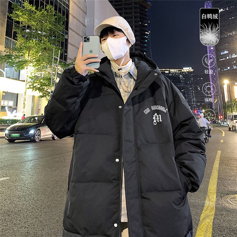 港风冬季新款长款连帽白鸭绒羽绒服男潮宽松YR6164P285控358，男装羽绒服，电商A268A