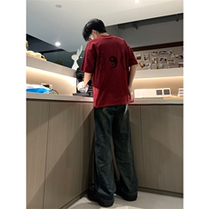 已做版权风八卦手重磅圆领新中式宽松休闲短袖t恤T69-P28，男装T恤，星座205-5