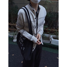 2025新款学院风开衫针织衫慵懒宽松上衣圆领提花毛衣男女，男装针织衫/毛衣，四季星座505