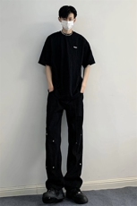 B221美式ins高街暗黑情侣同款小众铆钉牛仔裤LK22021-P60控78，男装牛仔裤，电商B221