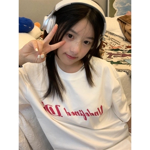 T588-P25 艺术字母创意印花 纯棉短袖  男女同款T恤图片