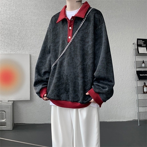 现货WY10159-特P50 控88美式复古撞色解构拼接大码男宽松情侣卫衣图片