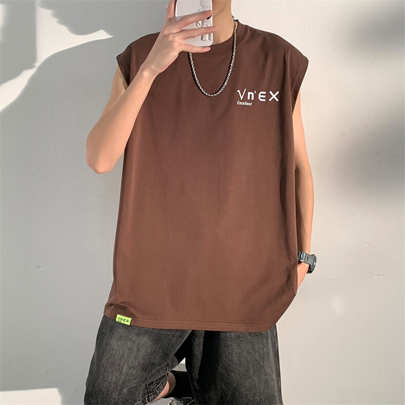 夏季港风t恤男宽松大码纯棉运动背心坎肩潮牌无袖BX007 P25图片
