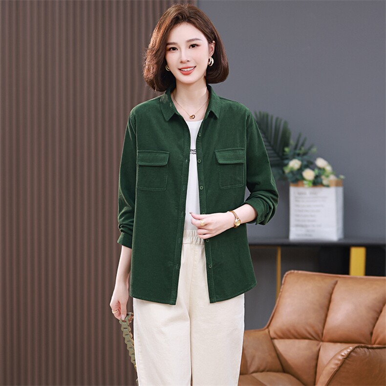 时尚百搭纯棉长袖衬衫女宽松显瘦休闲上衣春秋季新款女装外套，女装衬衫，韩派