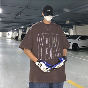 T恤潮流圆领男港风烫钻2026夏季新款短袖时尚B299-X5290-P40-控59图片