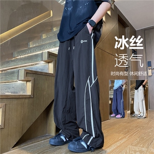 抖音品质夏季新款潮流运动冰丝宽松休闲裤B315-K24220-特p35控68图片