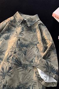 夏威夷满印花衬衫高级感冰丝度假外套大码复古短袖衬衣DC5013/P35图片