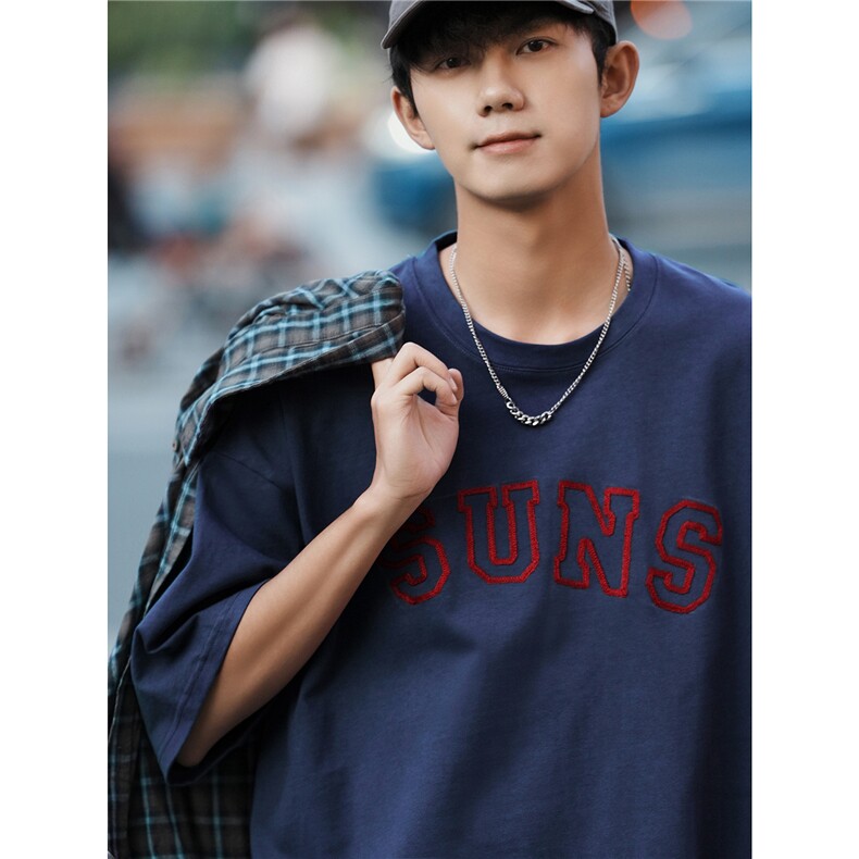 2023短袖抖音工艺毛线刺绣精梳紧密赛络纺240克T269-P45-控59，男装T恤，星座222-2（原202-8）