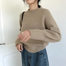 时尚百搭宽松圆领羊毛针织衫秋冬必备保暖显瘦上衣，女装针织衫/毛衣，圣旺供货