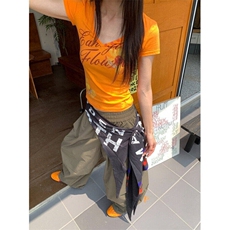 美式复古设计感屁帘工装伞兵裤男女百搭宽松阔腿长裤LBB30444-P51，男装工装外套，星座1008