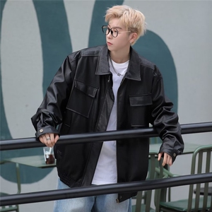春秋机车服皮衣男原PU好皮双层气春季男青年痞帅皮夹克外套 W9287图片