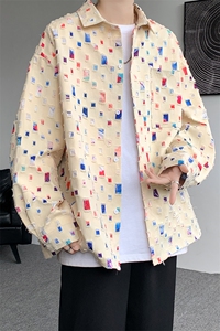 现货秋季 特批50  新款高品质破洞衬衫抖音品质 CS7842-P50 控78图片