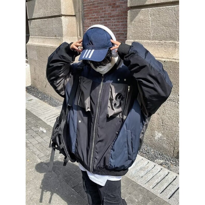 美式复古拼色机能风飞行夹克棉服男2025秋冬新款工装休闲宽松外套,男装夹克,星座506A
