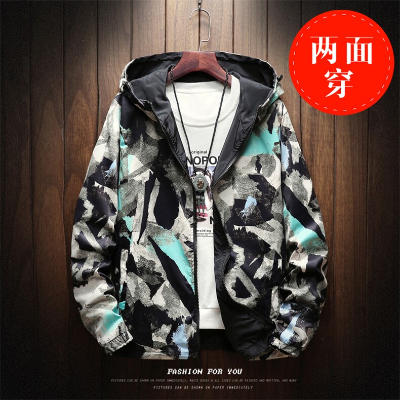 2021秋季新大码日系学生两面穿男校服迷彩运动外套夹克J905-P60图片