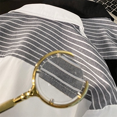 夏季新款短袖衬条纹衫拼接设计感休闲个性衬衣DC2233-特价P30，男装衬衫，电商A007