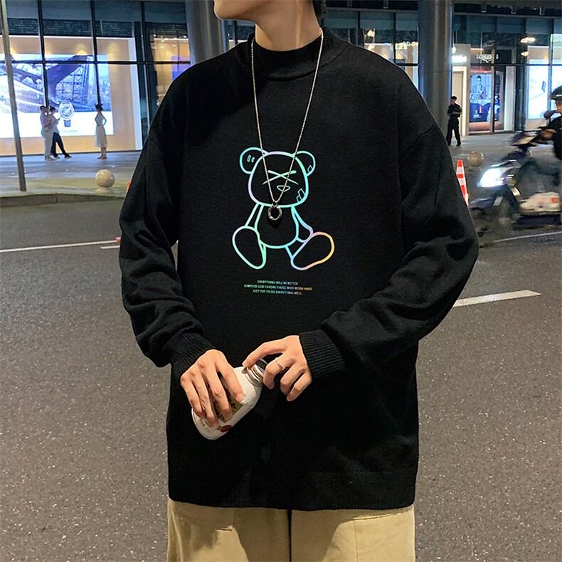 M18139-P45 加绒款-P65半高领毛衣男士大码针织衫男毛线衣男图片