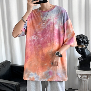 夏季衣服2023新款扎染短袖T恤男女潮流高街港风短T T170-P20图片