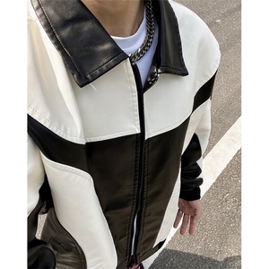 现货新款港风街景自拍风情侣男士PU皮衣皮夹克外套M9914-P88控158图片