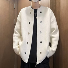 小香风毛衣男潮纽扣高质开衫毛衣慵懒开衫拉链针织衫外套M013，男装针织衫/毛衣，星座1116A-1（原606A）