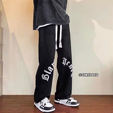 欧美字母印花休闲裤男高街潮直筒裤子XK12-P40，男装休闲裤，星座208-5