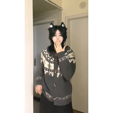 重磅秋冬北极绒开衫毛衣美式复古休闲慵懒风牛角扣针织衫连帽外套，男装针织衫/毛衣，电商A486