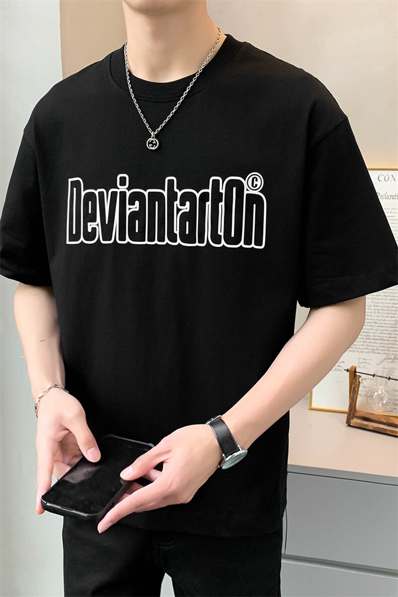 直播店主风夏纯色百搭字母T恤短袖社会小伙A236-23319-P50控70,男装T恤,电商A236