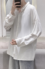 宽松微弹坠感衬衫TNS时尚港风春季潮流韩版纯色长袖衬衣W624-P28，男装衬衫，星座512-2