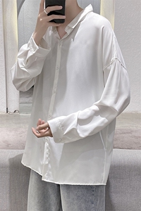 宽松微弹坠感衬衫TNS时尚港风春季潮流韩版纯色长袖衬衣 W624-P28图片