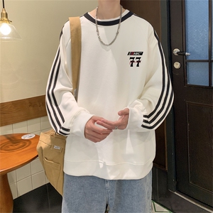 美式三杠条纹复圆领卫衣秋冬男女宽松长袖SW2484 -P45控68 50棉图片