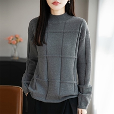 2026年秋季时尚百搭通勤简约休闲加厚大方块，女装针织衫/毛衣，彩羽羊绒