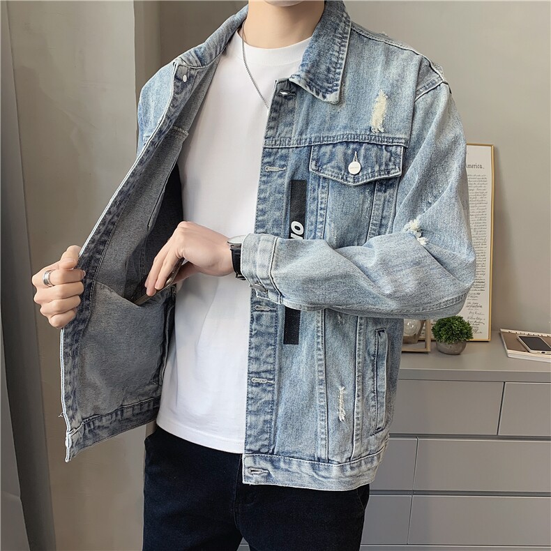 JK302-p95-限价138现货店主风牛仔夹克肥仔量足破洞印花大码，男装夹克，星座103A